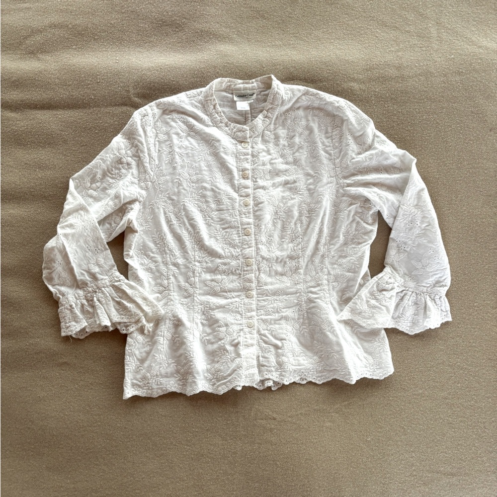 Vintage Cotton Eyelet Peasant Blouse